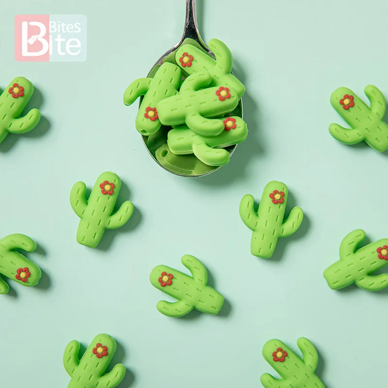 10pc Silicone Cactus Beads Baby Teether Food Grade Silicone Beads DIY Baby Teething Necklace Pacifier Chain Accessories Gift Toy