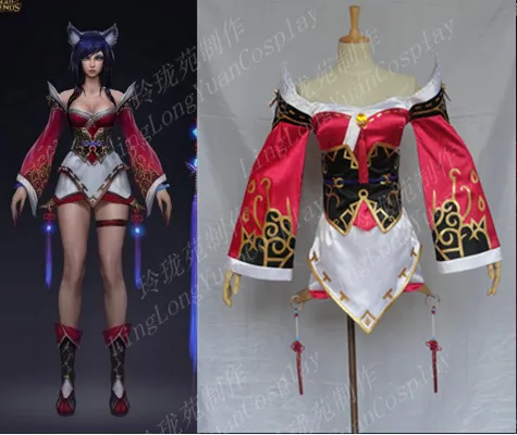 

COS-HoHo Anime Game LOL Gumiho Ahri Uniform Cosplay Costume Halloween Suit New CG Version Custom-made Role Play Outfit For Women