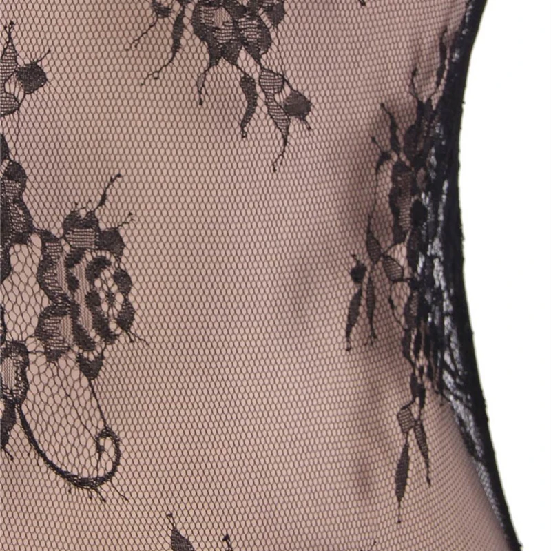 Боди RS80509 прозрачный с глубоким треугольным вырезом сексуальное 3XL длинным