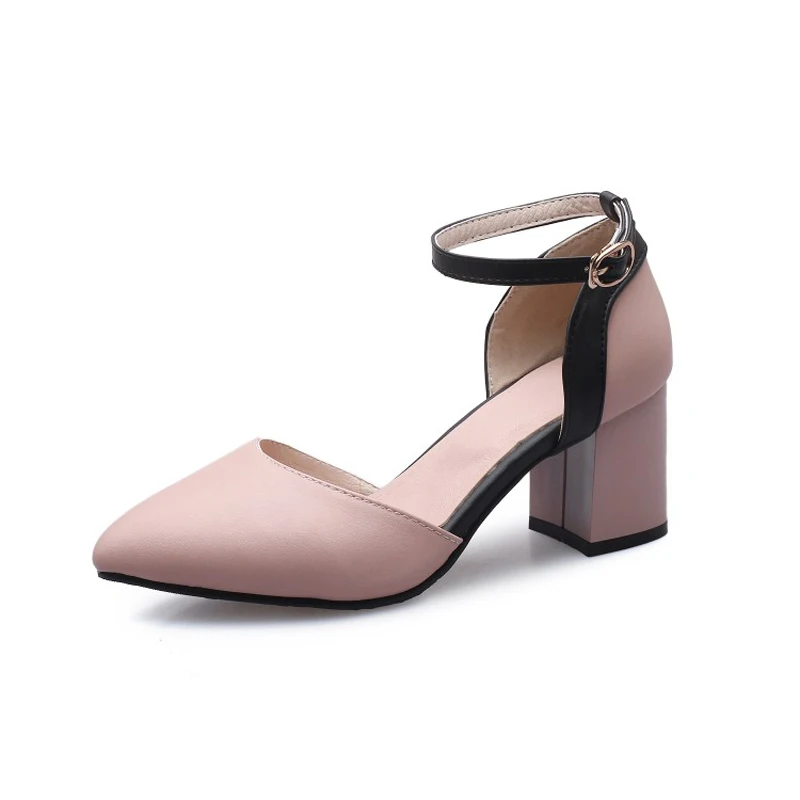 Женские туфли на высоком каблуке туфли-лодочки с застежкой обувь толстом большие