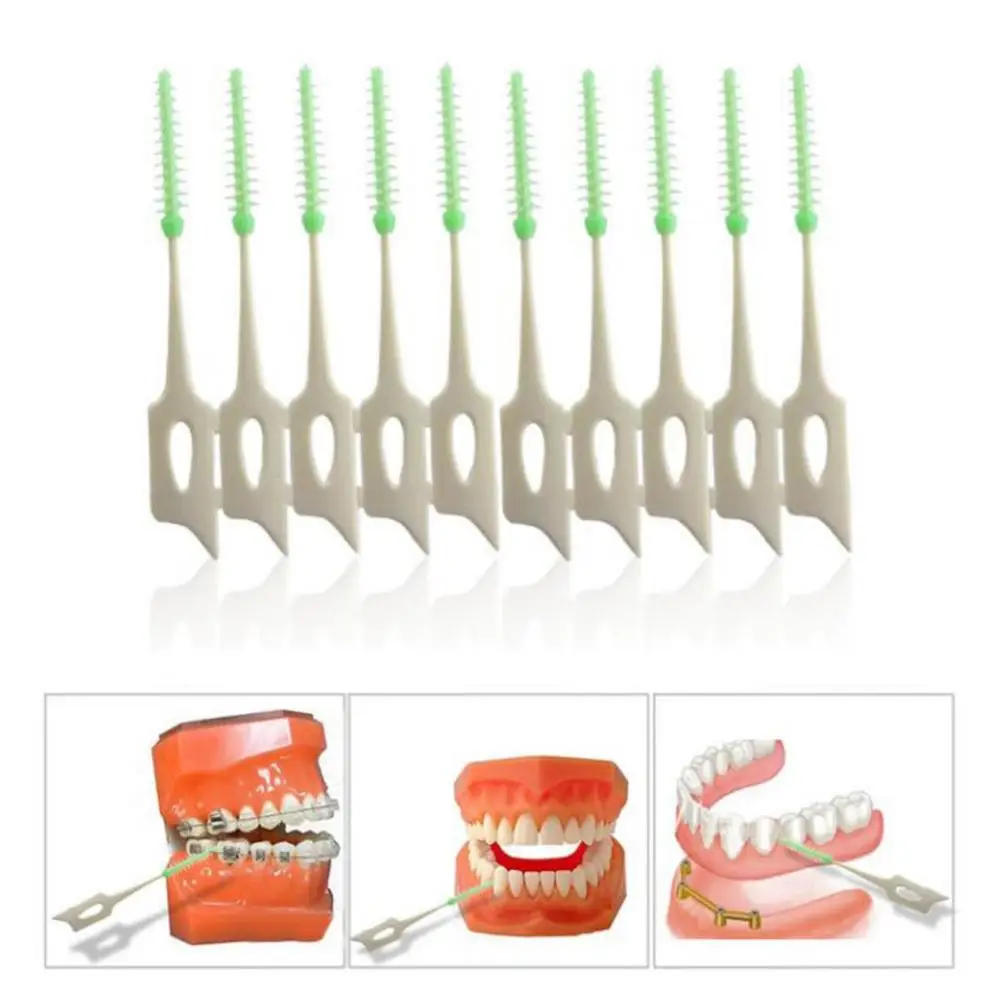 

60 Floss Picks Toothpicks Stick Interdental Brushes Teeth Cleaning