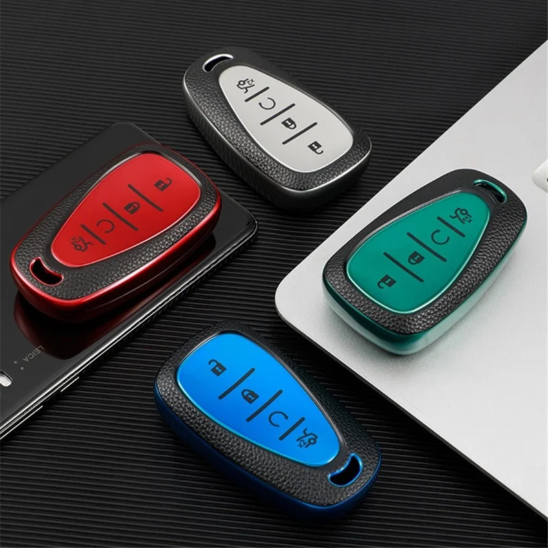 

TPU Leather Car Key Case Remote Smart Protector Cover For Chevrolet Cruze Spark Sonic Camaro Volt Bolt Malibu Key Shell Skin