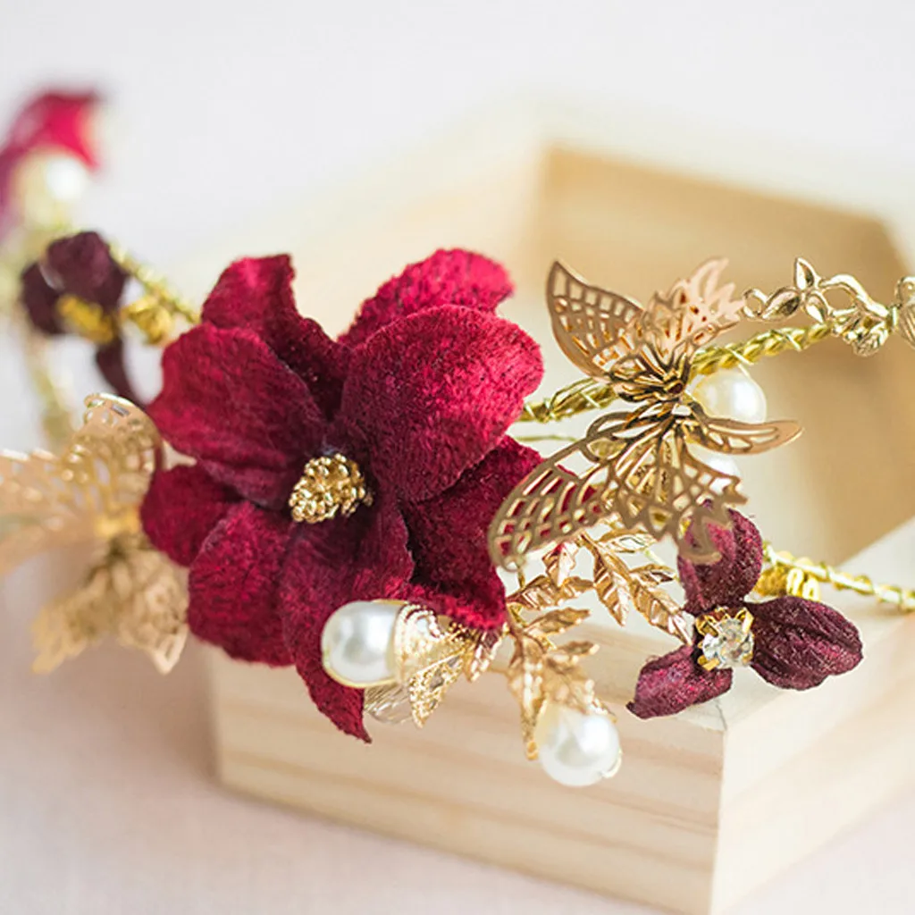 Headbands For Women Shiny Crystal Pearl Hairband Gold Silver Branches Floral Head Band Wedding Bride Tiara Crown Hair Jewelry#p5 |