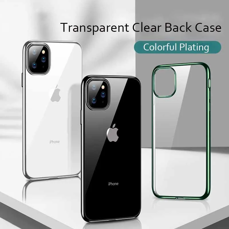 Luxury Plating Phone Cases for iPhone 11 Pro Ultra Thin Transparent Back Cover Max X XS XR 7 8 Plus |