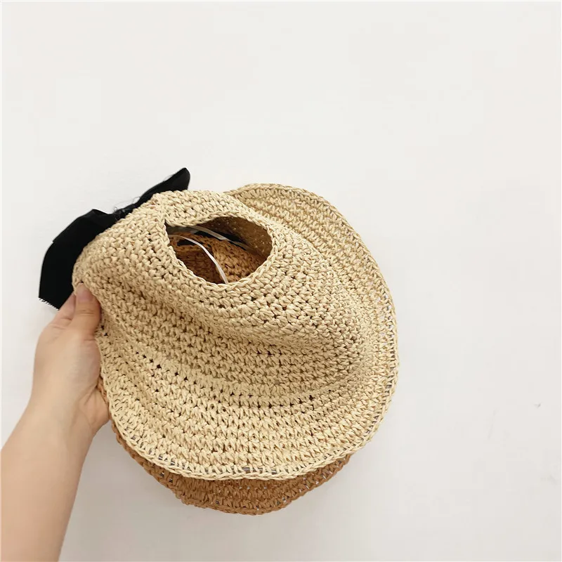 

Children Spring Summer Straw Hats Cute Bow Empty Head Girls Sun Protection Hat Outdoor Traveling Beach Caps For Kids
