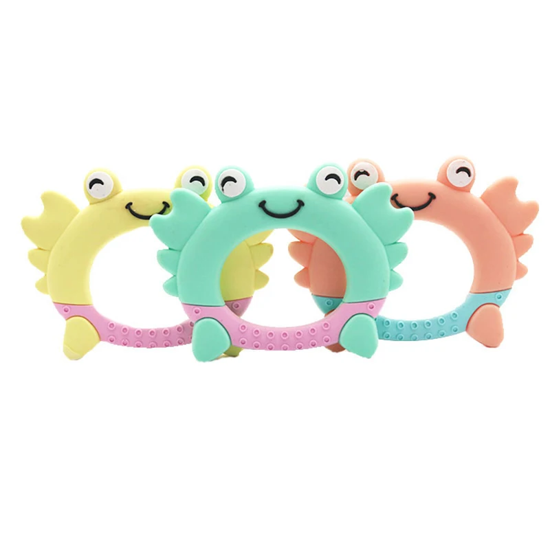 

Silicone Teether Cartoon Animals Crab 1pc Food Grade Silicone Pandents DIY Teething Toys For Teeth Tiny Rod Baby Teethers Gift