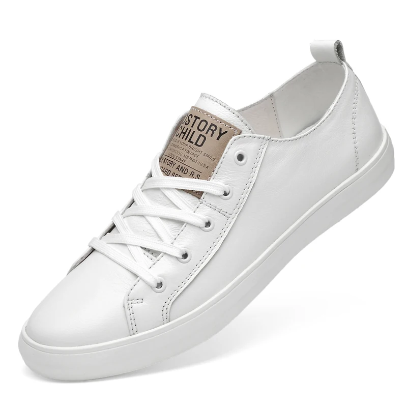 Sneakers New Fashion High Quality Soft Simple Casual Shoes Men Comfortable Breathable Ultra-light Genuine Leather White | Обувь
