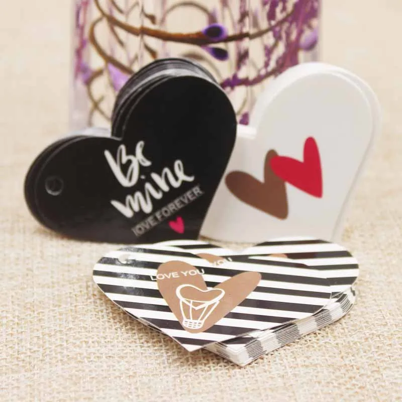 Feiluan 200 шт. свадебная бирка в форме сердца разных стилях белая/черная/Розовая для