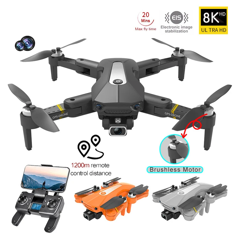 

New 2021 RC GPS Drone 4K Professional Aerial Photographic Foldable Quadcopter With Camera Anti Shake HD Dual 8K Brushless Toys