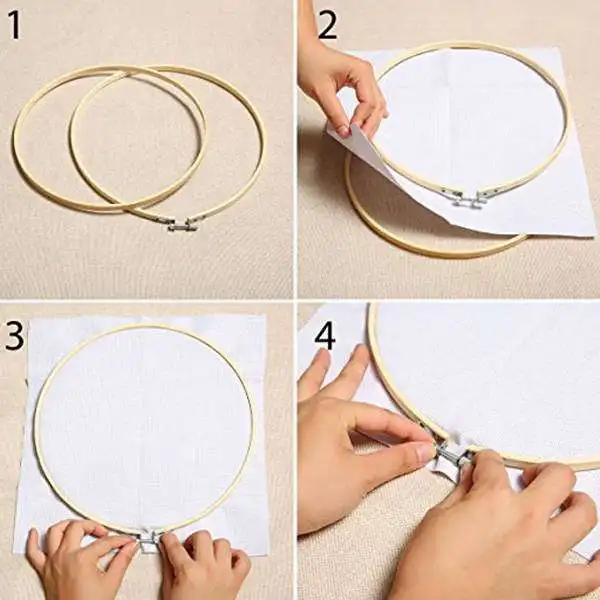 

6 Inch Bamboo Round Embroidery Hoops Set Bamboo Circle Cross Stitch Hoop Round Ring Include 15 Pieces Needles For Art Craft Hand