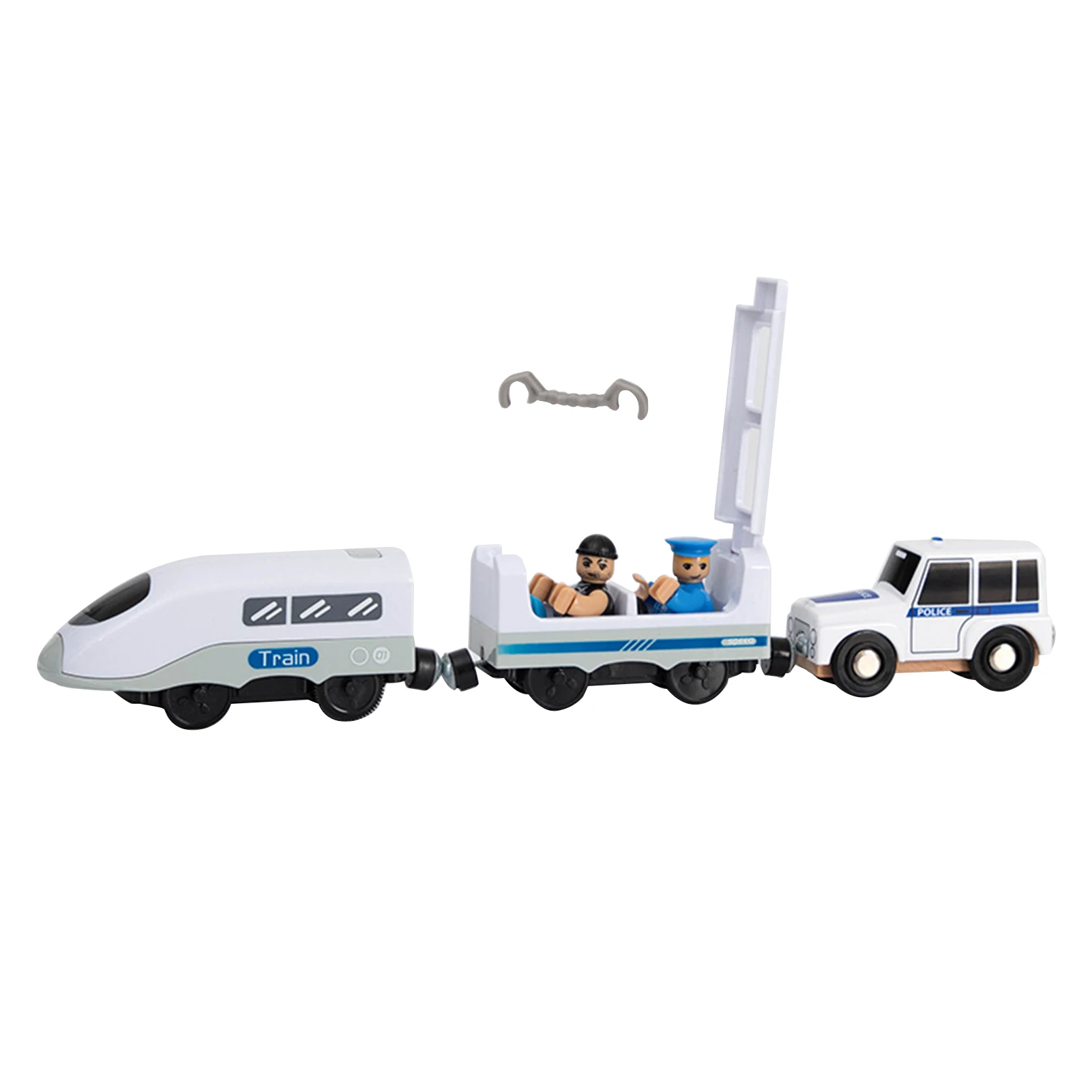 

Magnetic Electric Locomotive Toy Children's Alloy Police Car Toy Compatible With BRIO Wooden Tracks Kids Gift