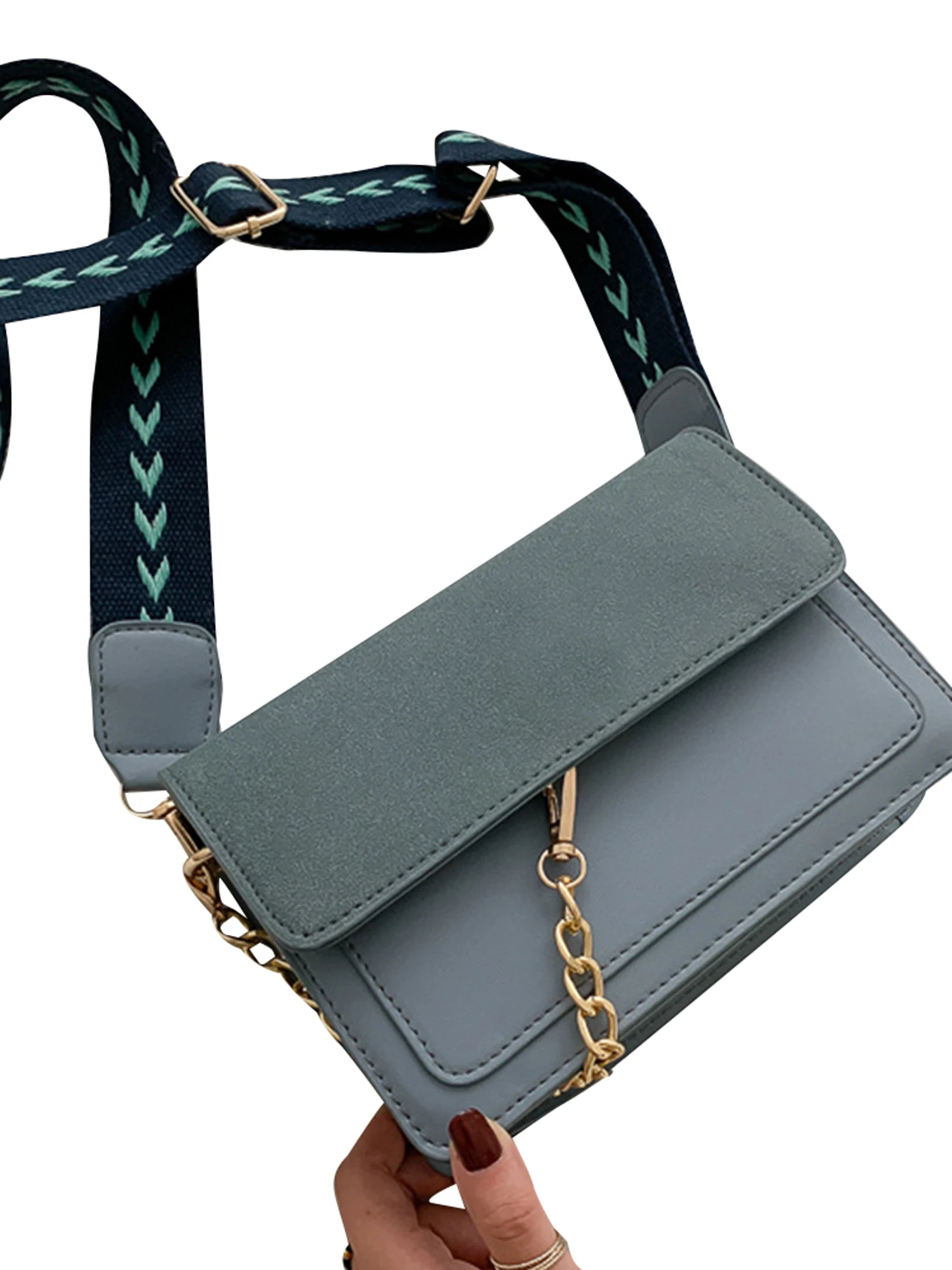 

2020 New Women's Solid Color Texture Shoulder Bag Fashion PU Leather Casual Style Chain Bag Portable Small Square Crossbody Bags
