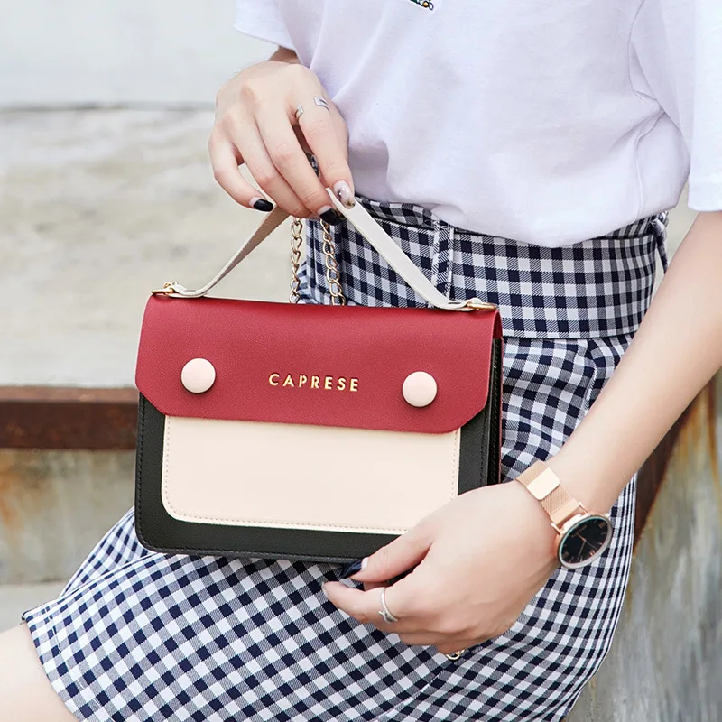 Модная контрастная цветная ручная цепь квадратная сумка на ремне универсальная