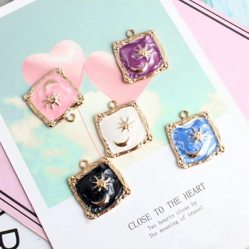 10 шт./упак. Ночная Луна и звезды эмаль талисман металлические серьги Подвески