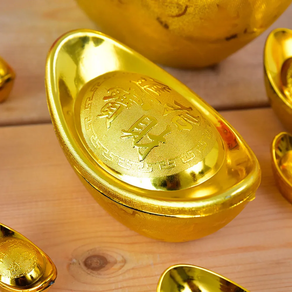 

1pc Gold Ingot Decor Artificial Gold Ingot Gold Ingot Prop(Golden)