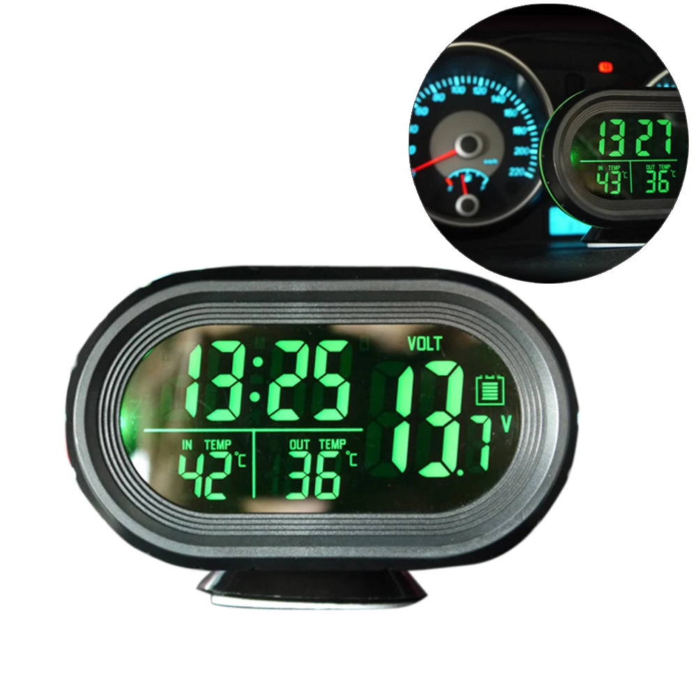 

Universal Car Voltage Digital Monitor Battery Alarm Clock LCD Temperature Thermeter For All Vehicle Auto Accessories MGO3