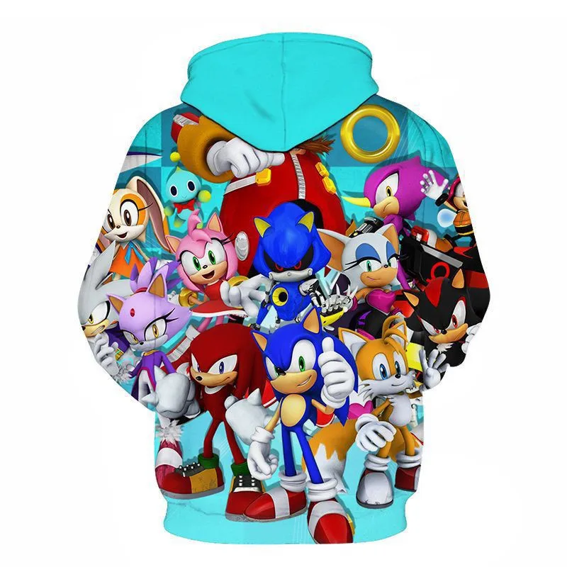 Sonic 3D Модный пуловер худи Повседневная Толстовка с длинными рукавами 3D Одежда для мальчиков и девочек тонкий стиль детский свитер с героями мультфильмов