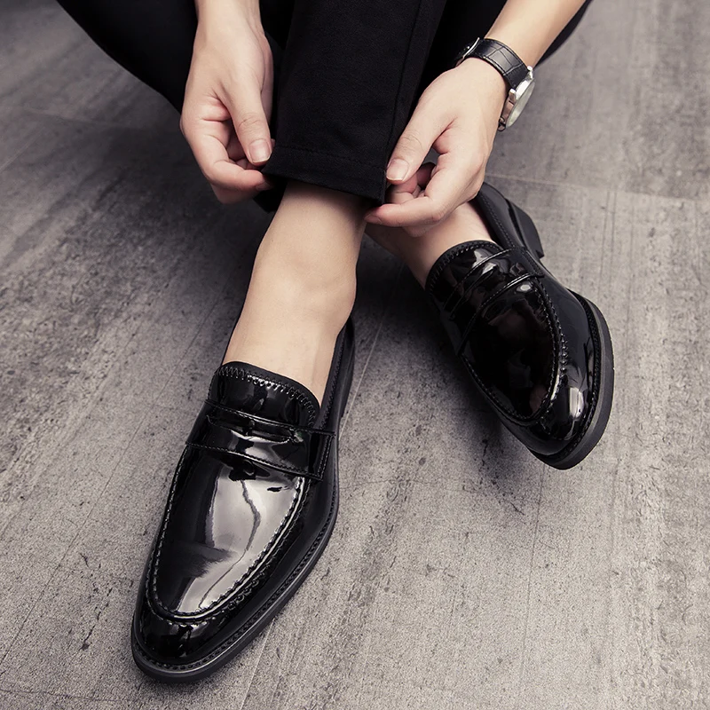 Туфли мужские кожаные без застежки дышащие кроссовки Мокасины плоская подошва