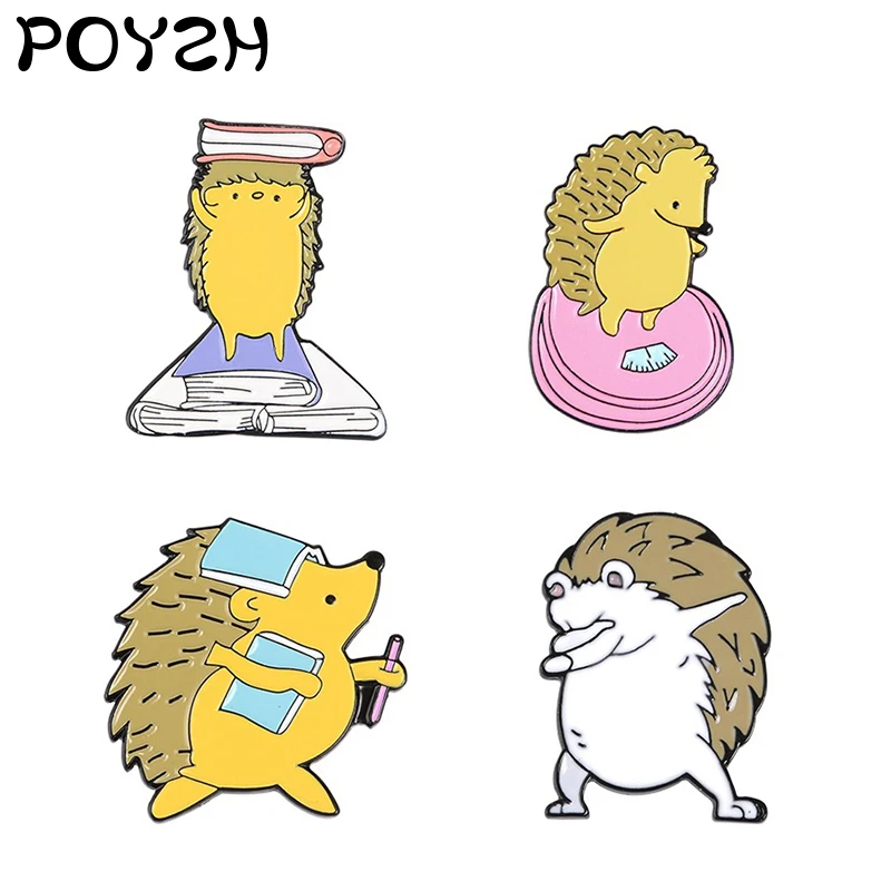 Милые животные ежик брошь который любит обучение и жизнь нагрудная булавка