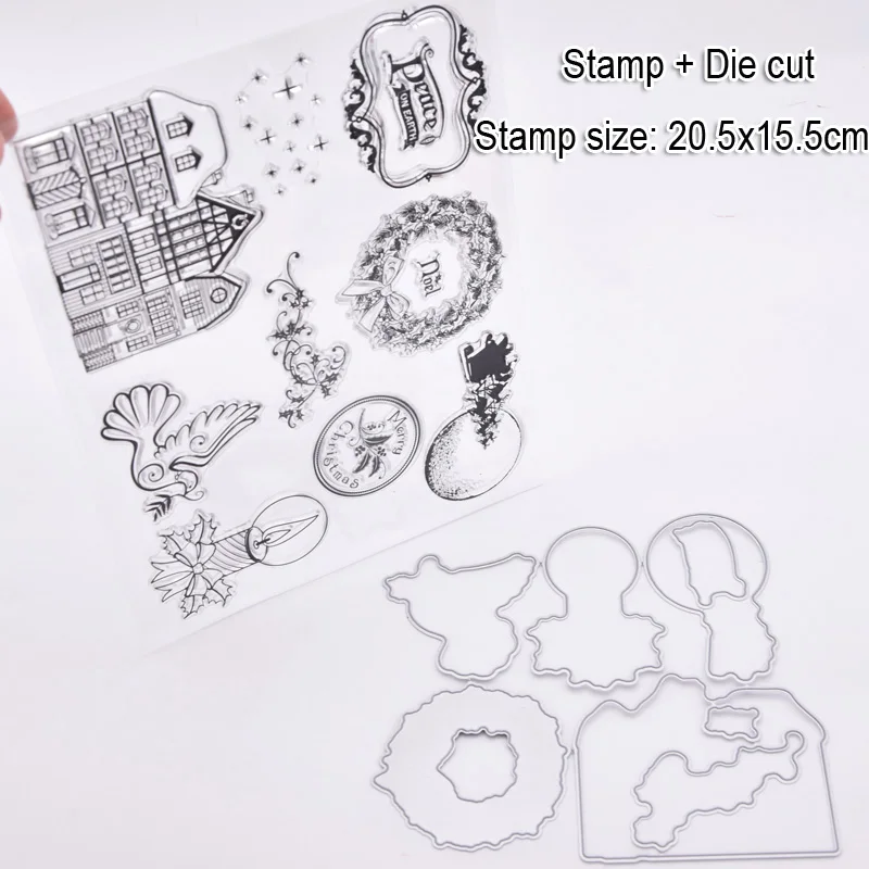 DS301-06SC Рождественский штамп высечки набор прозрачный Штамп для DIY изготовления открыток Скрапбукинг - Цвет: DS301-06SC