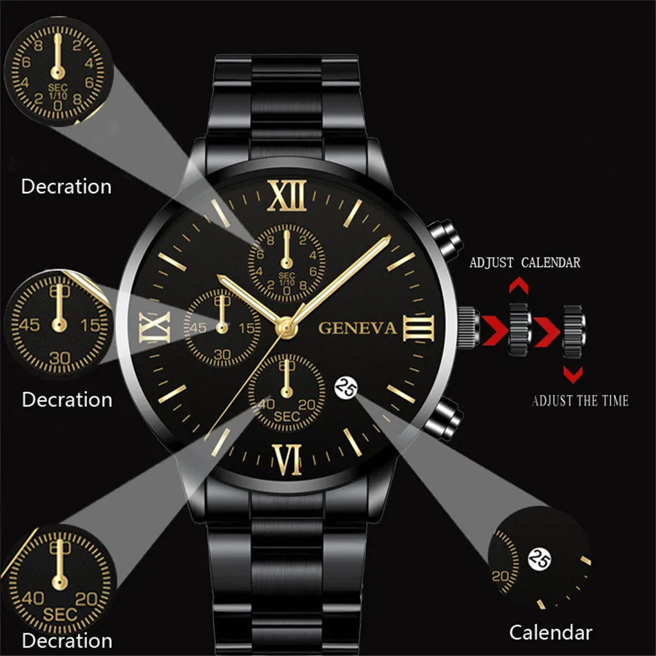 Watch Men Fashion Business Watches Luxury Calendar Clock Man Stainless Steel Quartz Wrist Watch reloj hombre