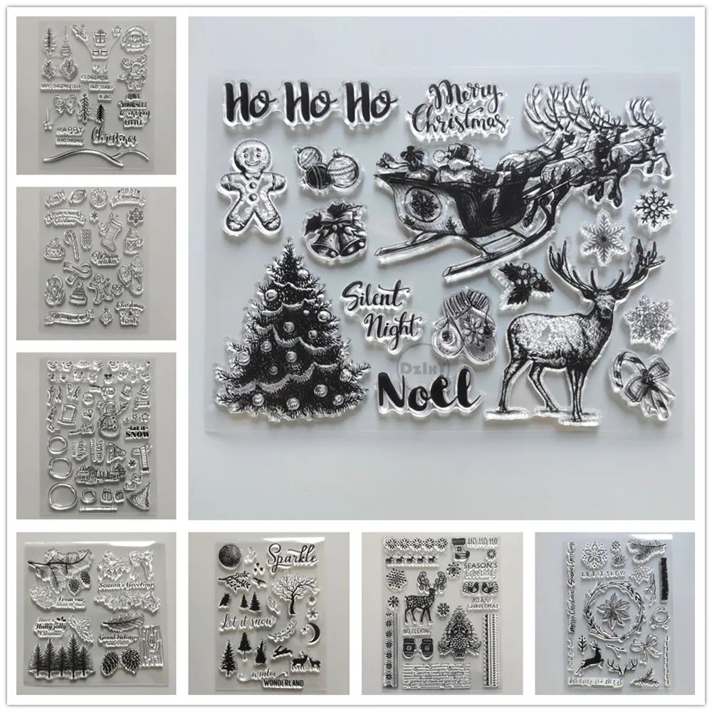 (26 стилей) 2021 Рождественская елка прозрачные штампы для скрапбукинга материал