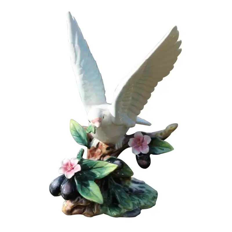 

2021 New Ceramic Flower Bird Figurines Peace Dove Bird Ornament Crafts Decoration Porcelain Animal Figurine Home Decor