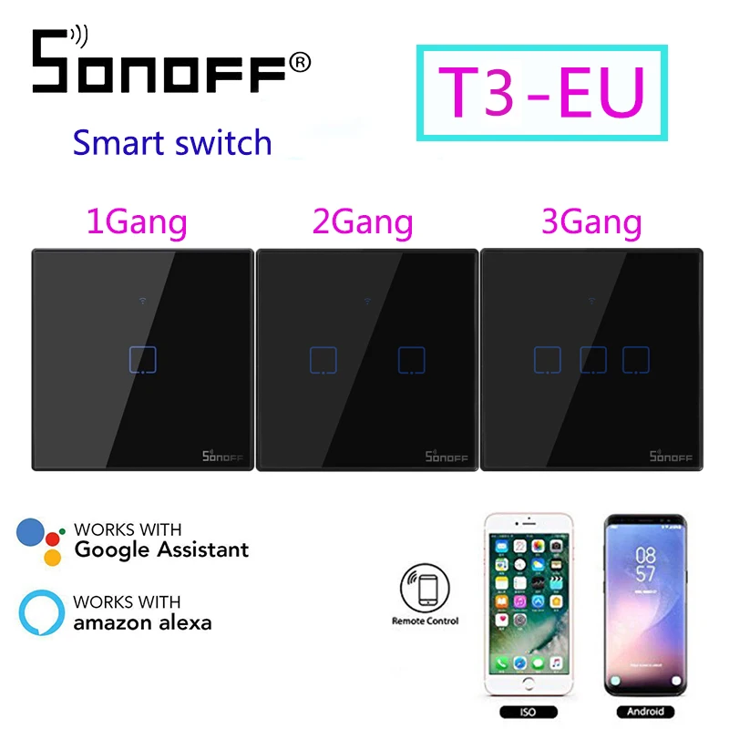 Интеллектуальный выключатель света SONOFF T3 переключатель TX интеллектуальный