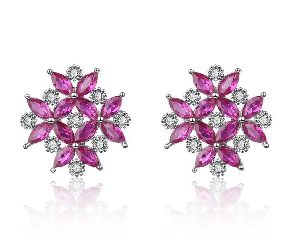 Корейский Стиль прикольного персика Блоссом Стад 925 серебряные серьги Цветочные