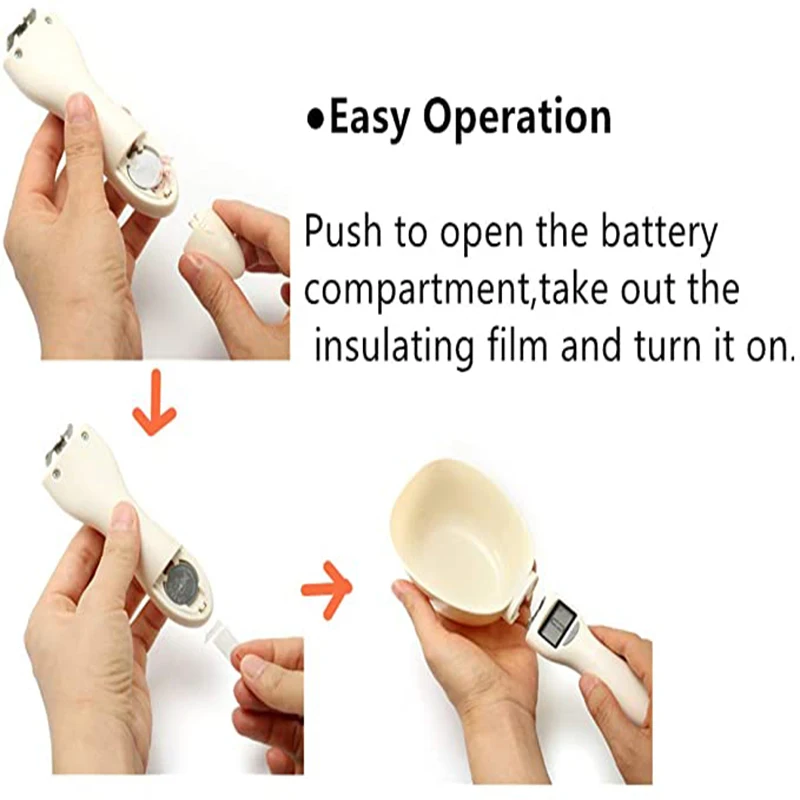 Измерительная ложка для корма Pet Food Scoop Precise Dog Cat с съемной ложкой-совком и цифровыми весами для пищи с ЖК-дисплеем.