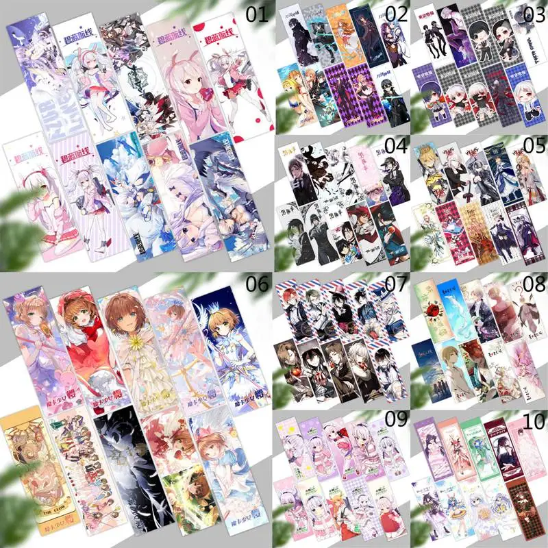 10pcs 15 x 5 cm Tokyo ghoul Paper Bookmarks Reading Book Sword Art Online Mark Azur Lane Anime Cards Bookmark Black Deacon |