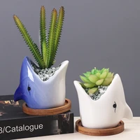 creative ceramic flower pot simple succulent plant container home hotel balcony big mouth shark flower pot bonsai decoration
