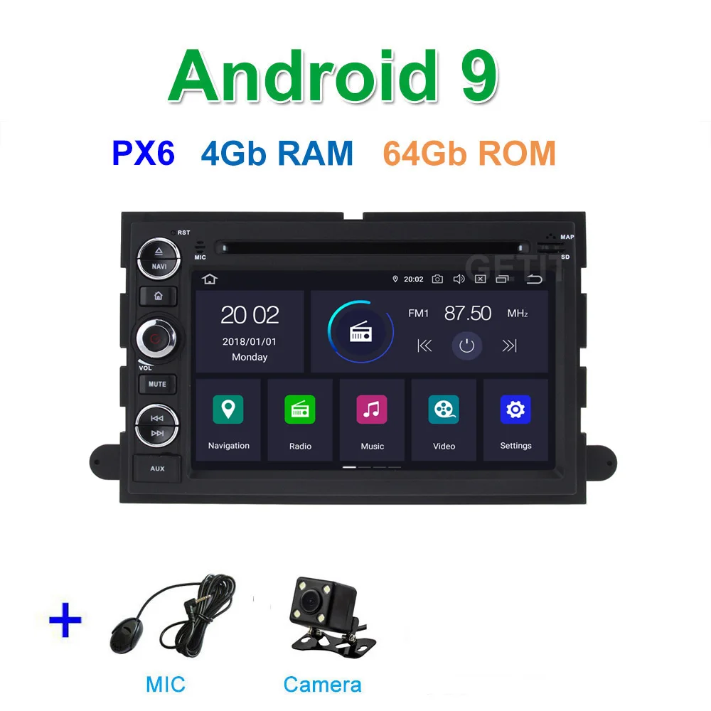 PX6 4G CAMERA DSP 64G PX6 Android 9.0 Car DVD Player Radio Stereo GPS for Ford 500/F150/Explorer/Edge/Expedition/Mustang/fusion/Freestyle - Цвет: PX6 4G CAMERA
