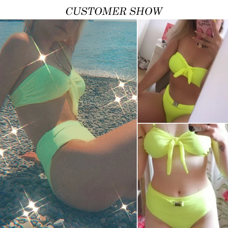 Куркума высокая Талия бикини 2019 микро сексуальный неоновый купальник женский