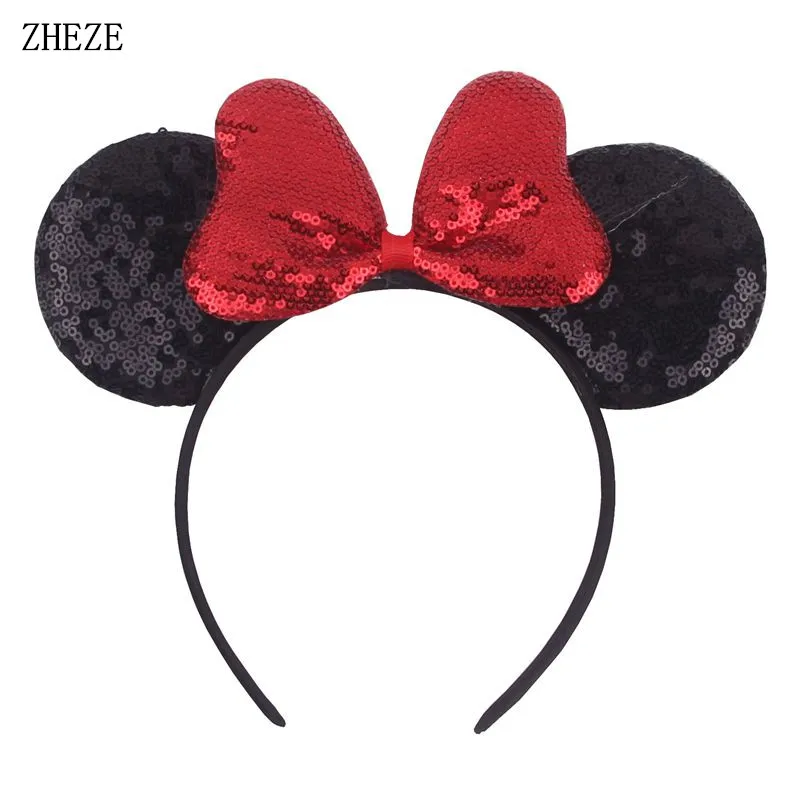 2023 Sweet Love Hair Bow Headband Sequin Mouse Ears Hairband For Girls DIY Party Hair Accessories Gift Femme