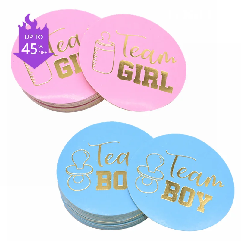 

24/48pcs Team Boy Team Girl Stickers Boy or Girl Vote Sticker for Gender Reveal Party Creative Decoration Baby Shower Supplies 6