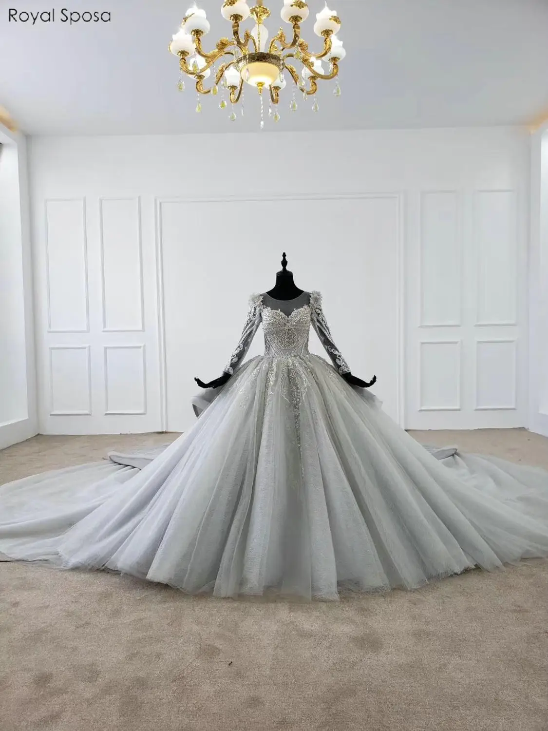 Новая модель серое свадебное платье бальное принцессы Пышные свадебные платья с