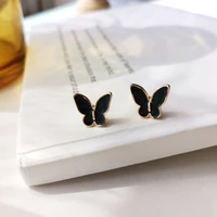 new korean elegant cute drip butterfly stud earrings for women girls fashion metal boucle doreille jewelry