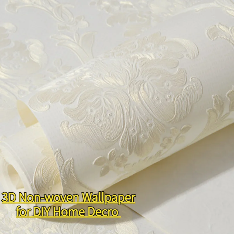 

3D Non-woven Wallpaper Background Wall Embossing Paper Damask Wallpaper Self-adhesive Pintado 3D no tejido Wallpaper Stickers