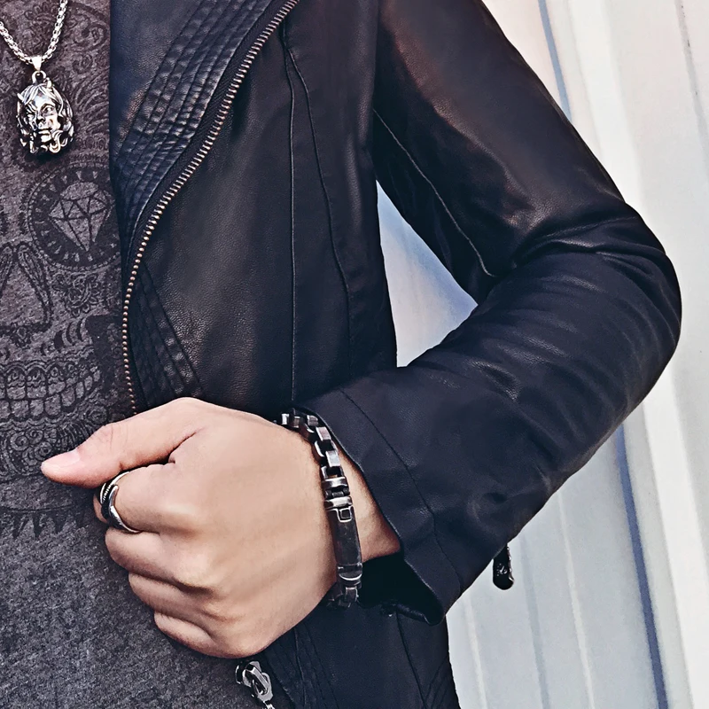 Мужской браслет из титана и стали в стиле ретро с паровозиком простые трендовые