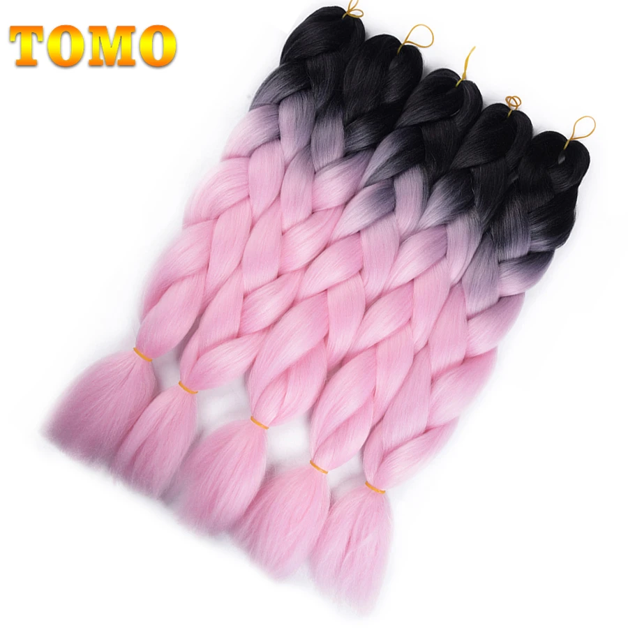 TOMO, 24 дюйма, длинные, Xpression, косички для наращивания, огромные, вязанные крючком косички, синтетические волосы, стиль 100 г/шт., чистый блонд, розовый, зеленый