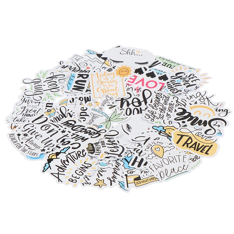 Водонепроницаемые наклейки с мотивационными фразами 50 шт. для самостоятельного