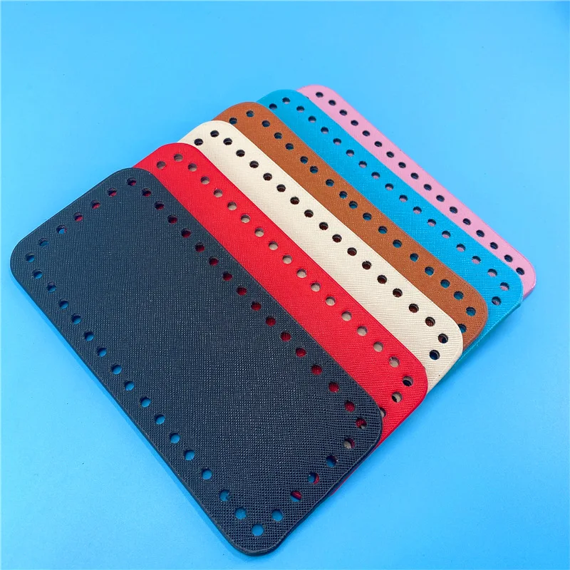 5 PCS DIY Woven Bag Material Cross Bottom 18 X 8cm Rivetless Rectangular Leather Bottom Knitting Bag DIY Women Shoulder Bags