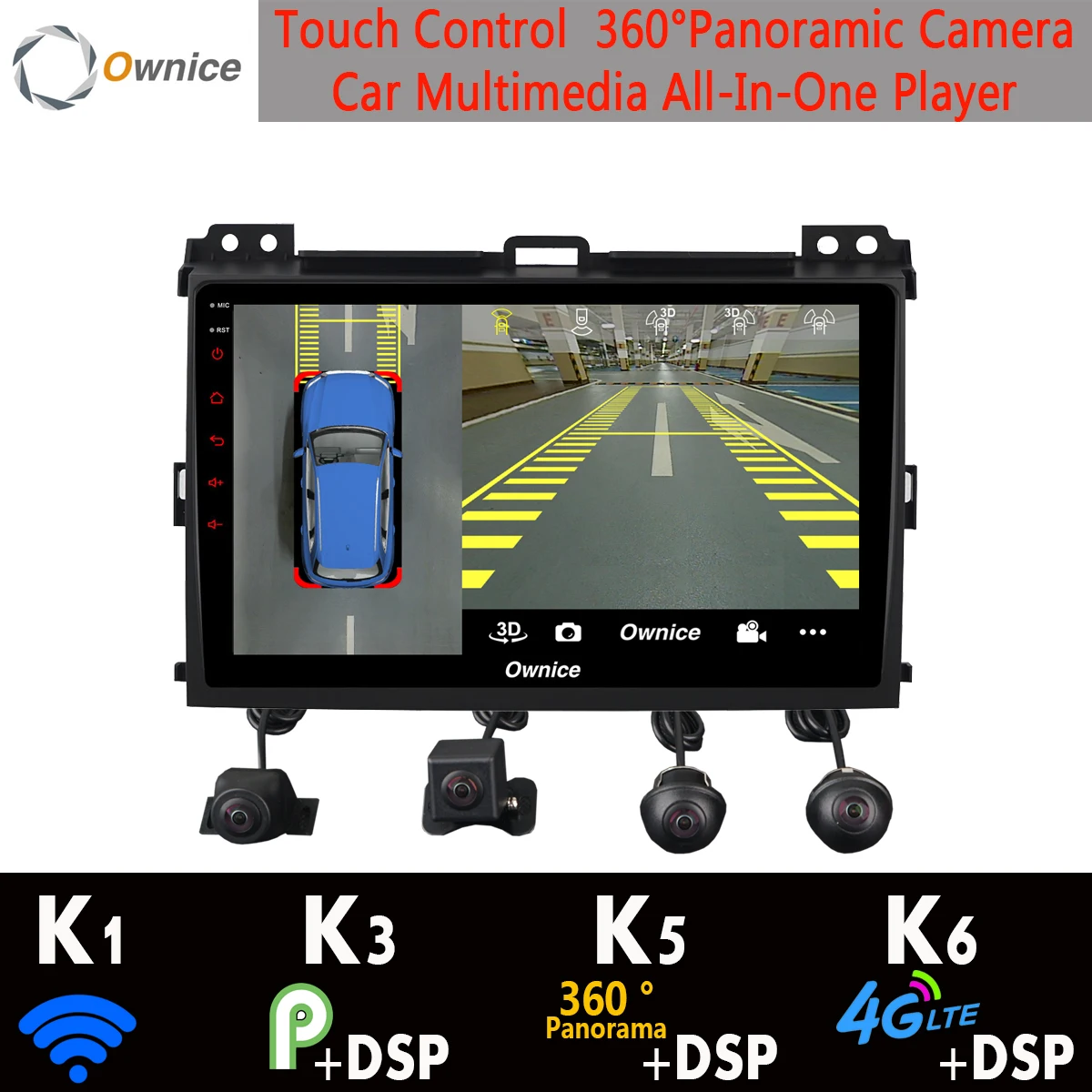 360 ° панорамный Android 9.0 4G + 64G SPDIF DSP CarPlay Автомобильный мультимедийный GPS радиоплеер