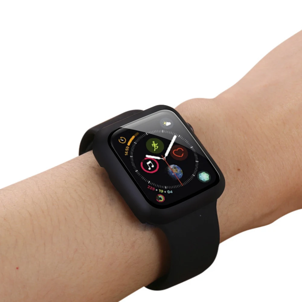 360 Full cover for Apple Watch series 5 4 3 2 1 matte Plastic bumper hard frame case with glass film iWatch screen protector | Мобильные