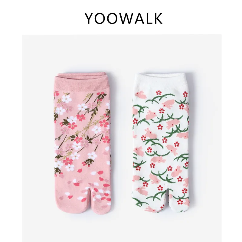 Носки YOOWALK в японском стиле с двумя пальцами носки Харадзюку kawaii tabi модные из