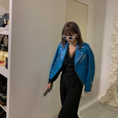 

hanLadies sheepskin leather jacket short coat all-match fashion