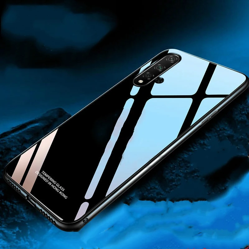 Для huawei Nova 5T чехол Роскошный закаленное стекло Мягкий силиконовый
