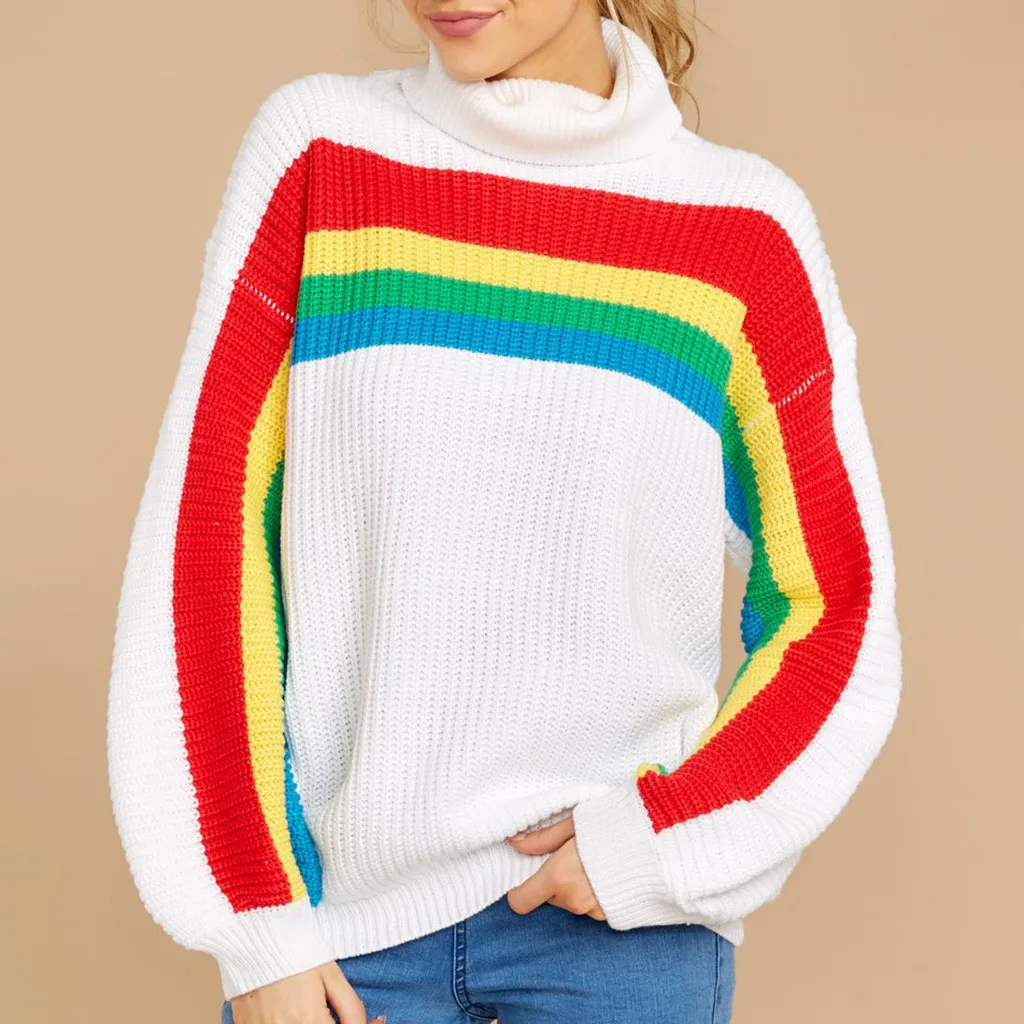 Женские свитера Модный осенне-зимний женский вязаный свитер с длинным рукавом в