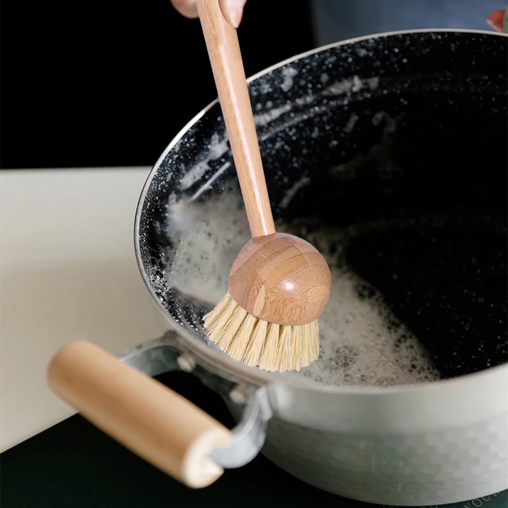 Бамбуковая деревянная кухонная сковорода щетка для чистки кастрюль ручка